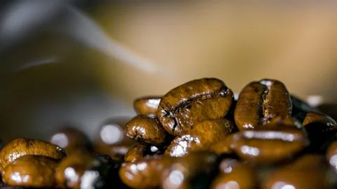 Macro of coffee seed roasted Stock Photos