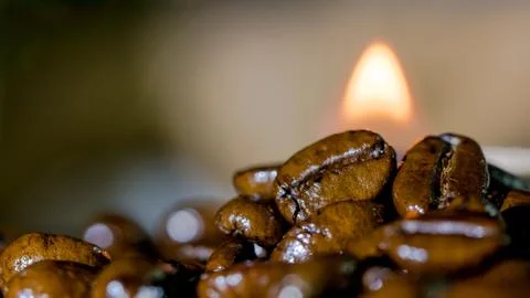 Macro of coffee seed roasted Stock Photos