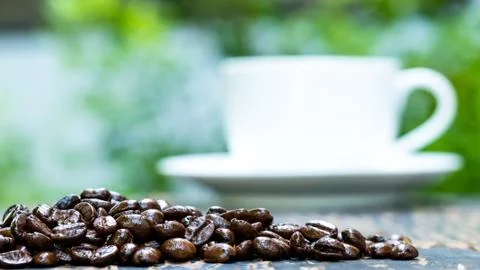 Macro of coffee seed on the table Stock Photos