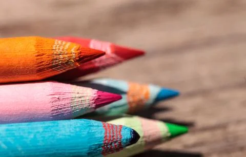 Macro of colored pencils Stock Photos
