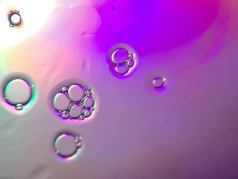 Macro colorful soap bubbles gradient abstract background blue pink Stock Photos