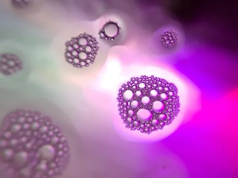 Macro colorful soap bubbles gradient abstract background blue pink Stock Photos