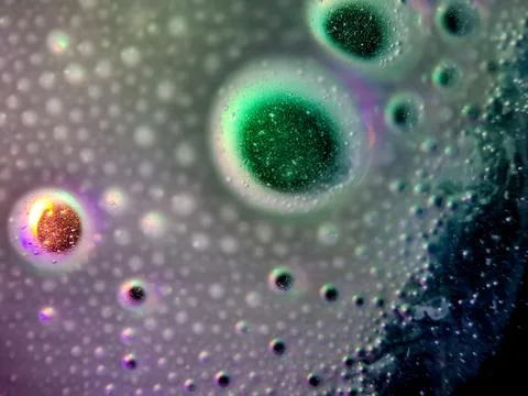 Macro colorful soap bubbles gradient abstract background blue pink Stock Photos