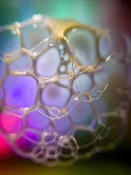 Macro colorful soap bubbles gradient abstract background blue pink Stock Photos