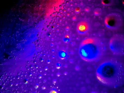 Macro colorful soap bubbles gradient abstract background blue pink Stock Photos