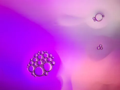 Macro colorful soap bubbles gradient abstract background blue pink Stock Photos