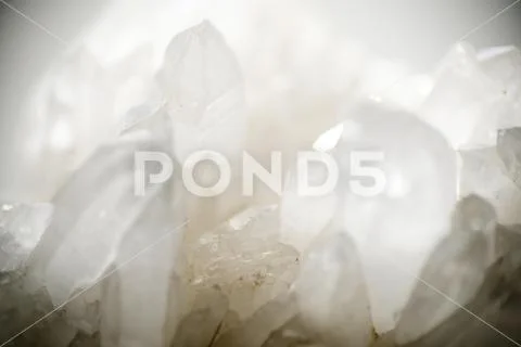 Macro of Colorless Quartz Crystall Selective Focus Stock Photos