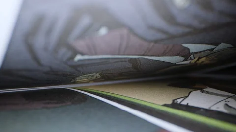 Macro Comic Book Pages 07 Stock-Footage 128188896