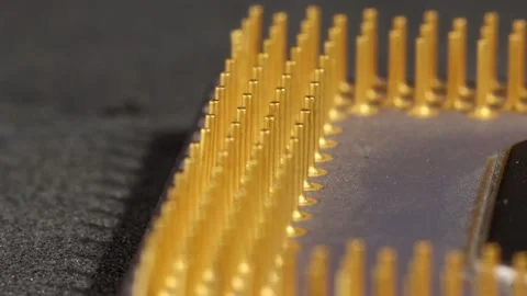 Macro of computer or laptop CPU microprocessor or processor. Close-up Stockbeeldmateriaal 172417314