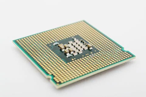 Macro of a computer's processor detail. White background. 写真素材