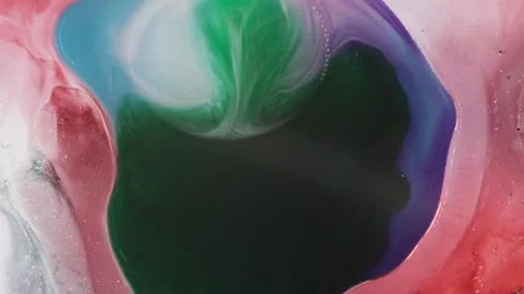 Macro Cosmic Abstract Fluid Art with Green and Purple Tones 库存影片 335447771