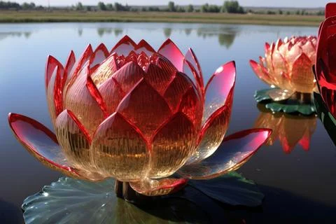 Macro crystal lotus in the river Stock Illustration