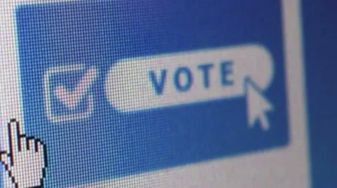 Macro CU computer screen showing 'Vote' icon; user moves cursor Stock Footage 63201619