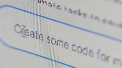 Macro CU Google Bard AI Prompt Window - User Types Requests (various #2) Stock Footage 243194245