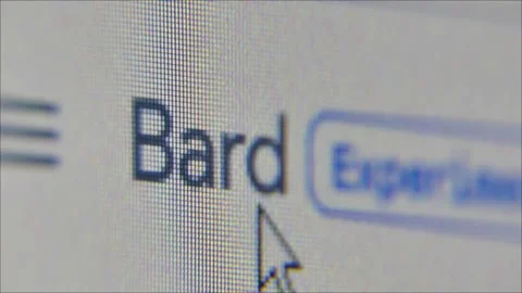 Macro CU Google BARD - User Moves Cursor over Bard Menu and Over Logo Stock Footage 243193126