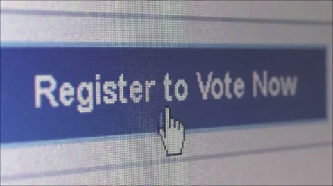 Macro CU of online voting website - user clicks 'Register to Vote' Stock Footage 63199817