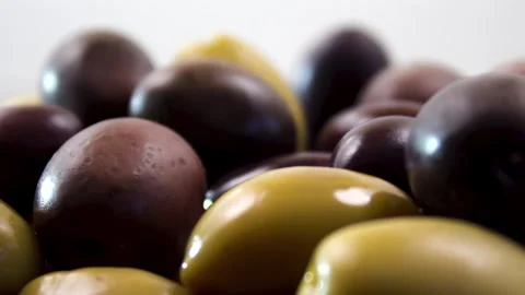 Macro Cured Olive Skin Texture On White, Food Science Background Stock Footage 330782419
