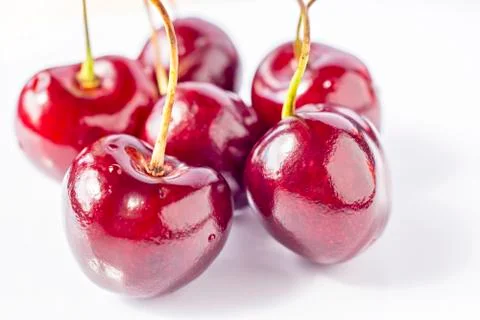 Macro of delicious cherry berries 스톡 사진