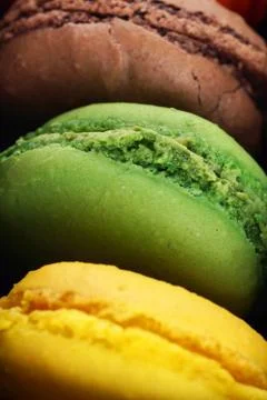 Macro of delicious macaroons Stock Photos