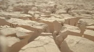 Macro, Depth Of Field: Rugged Field Of Clay Cracking In Blistering Summer Heat. Stock Footage