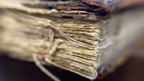 Macro Detail of Antique Book Binding Stock Footage 321932236
