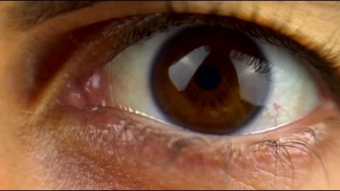Macro detail, man open brown eyes. Slow motion 4K 스톡 동영상 281153872