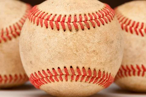 Macro Detail of Worn Baseball Stock Photos