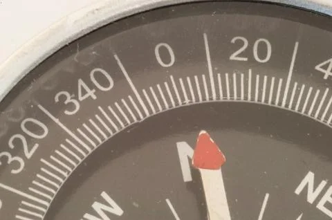 Macro details of compass in studio Foto stock