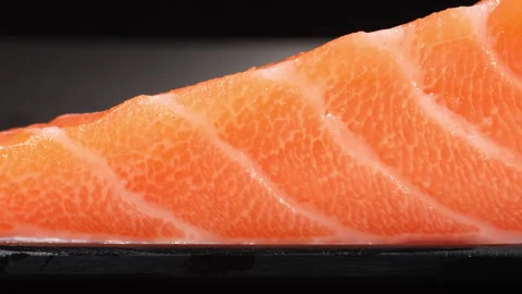 Macro Dolly Left to Right Fresh Salmon Texture Video stock 342623340