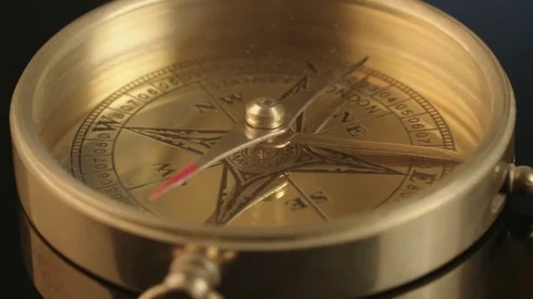 Macro dolly shot of antique compass Video stock 71633287