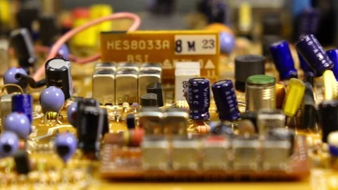 Macro dolly shot of circuit board. Shallow DOF Stock Footage 79813858