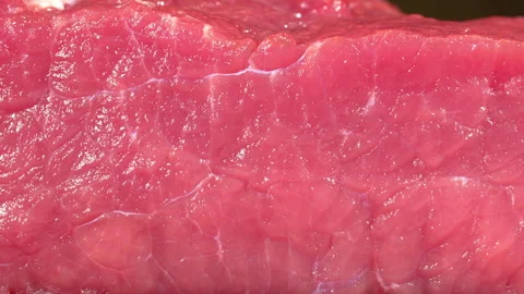 Macro Dolly Shot of Fresh Raw Beef Meat Texture Stock Footage 343254589