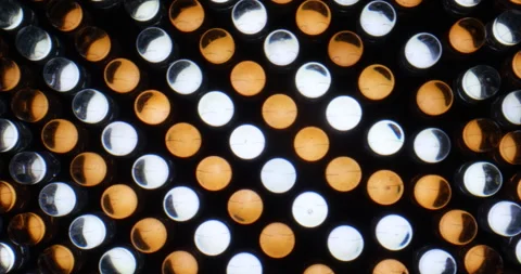 Macro dolly shot of LED light panel. Close up view of yellow and white diode Stock Footage 169655372