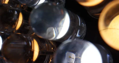 Macro dolly shot of LED light panel. Close up view of yellow and white diode Stock Footage 169655515