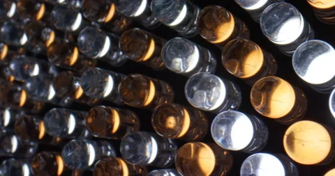 Macro dolly shot of LED light panel. Close up view of yellow and white diode Stock Footage 169783821