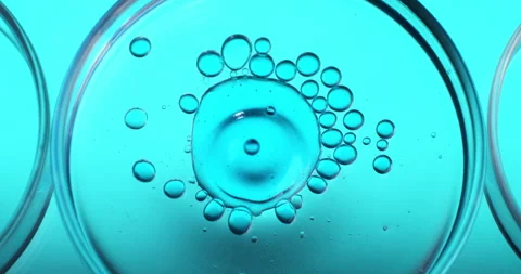 Macro of dripping drop of DNA sample molecules added to petri dish in laboratory Stock Footage 268449904