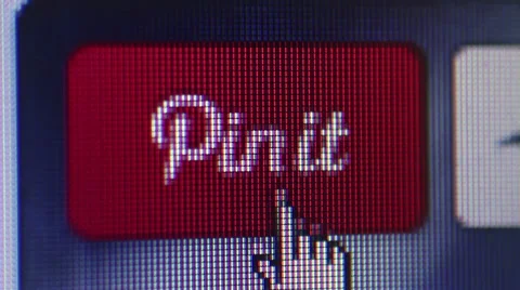 Macro ECU user moves hand cursor to Pinterest 'Pin it' Button and clicks. By Stock Footage 55420244