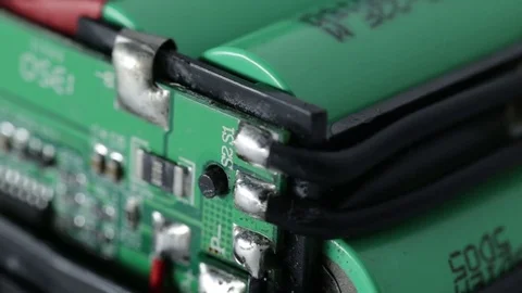 Macro of electronics and lithium cells in smart battery Stock Footage 71016820