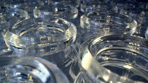 Macro of empty glass ampoules for mredicaments and chemicals, head space vial Stock Footage 170552934