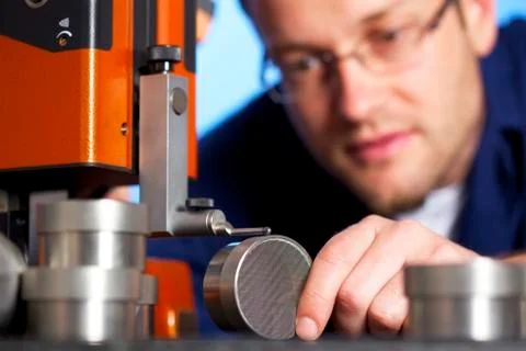 Macro of engineer measuring Stock Photos