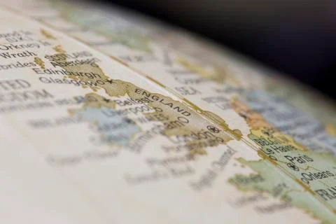 Macro of England on a globe Stock Photos