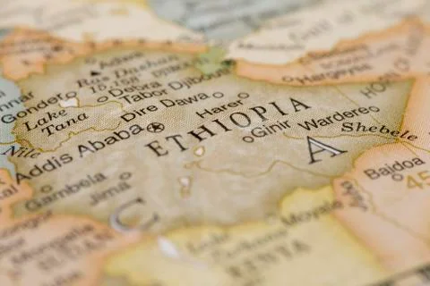 Macro of Ethiopia on a globe Stock Photos