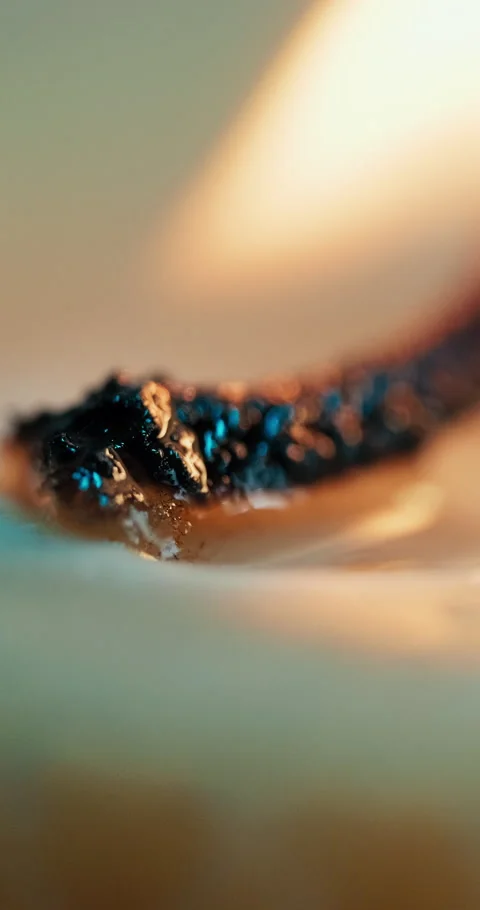 Macro Extreme Close Up Of Burning Candle Wick In Vertical Format Stock Footage 336550072