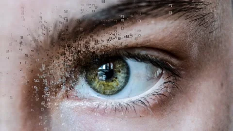 Macro of eye data in the mind Video stock 155298884