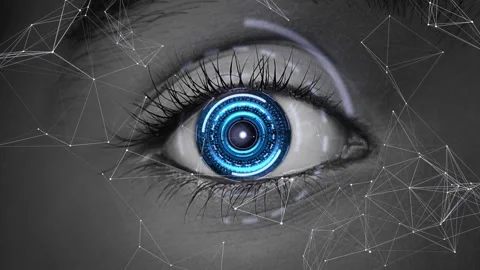 Macro eye with high technology with plexus Stock-Footage 249651483