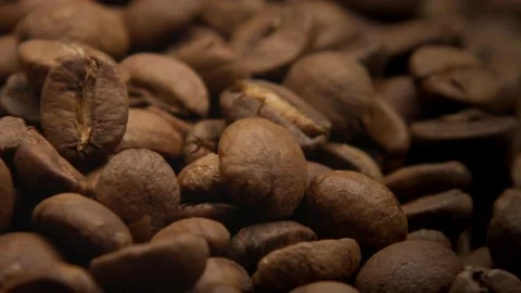 Macro falling coffee beans Stock Footage 229427863