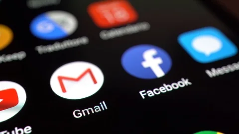 Macro of a Finger Touching Gmail App on a Smartphone, in USA 2018 Stock Footage 99980022