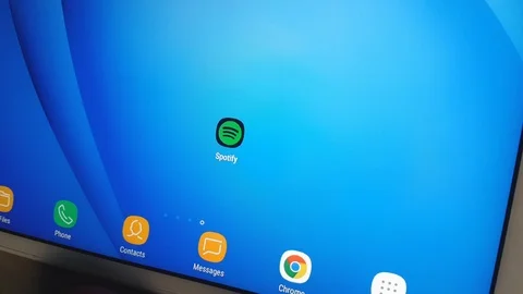 Macro Of A Finger Touching Spotify App On A Tablet Usa 2019 Stock Footage 123053883