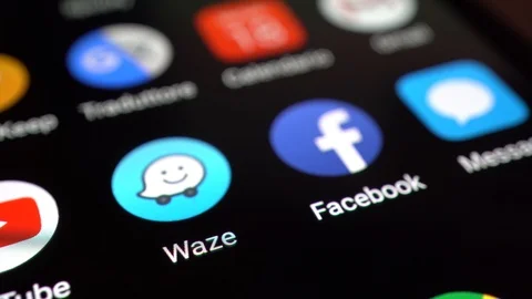 Macro of a Finger Touching Waze App on a Smartphone, in USA 2018 Stock Footage 99981018