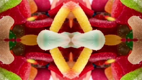 Macro fly-through footage of jelly sweets abstract pattern Video stock 138119983